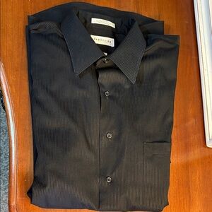 Van Heusen Men's Dark Charcoal/Black Dress Shirt XL 17” neck